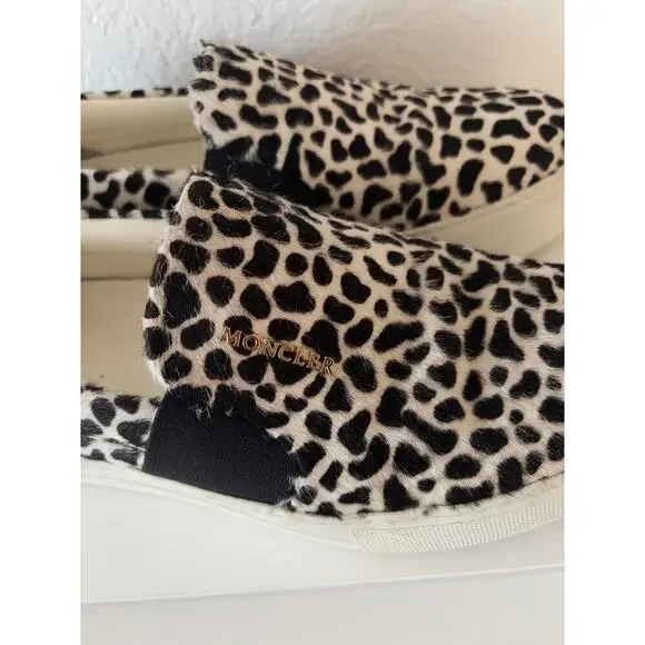 B50 Moncler Leopard Ponyhair Leather Loafer Animal Print Sneakers Women 36 US 6 - Picture 10 of 11